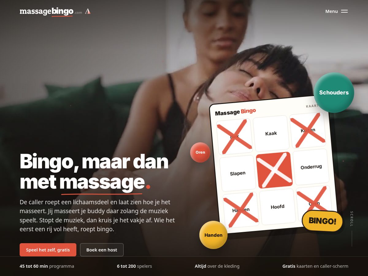 Landing-page snapshot of massagebingo.com
