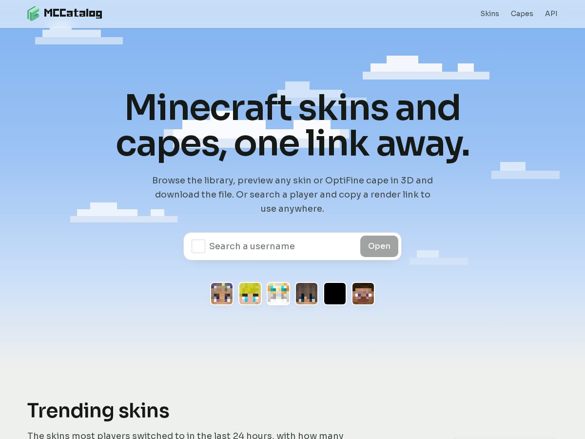 Landing-page snapshot of mccatalog.com