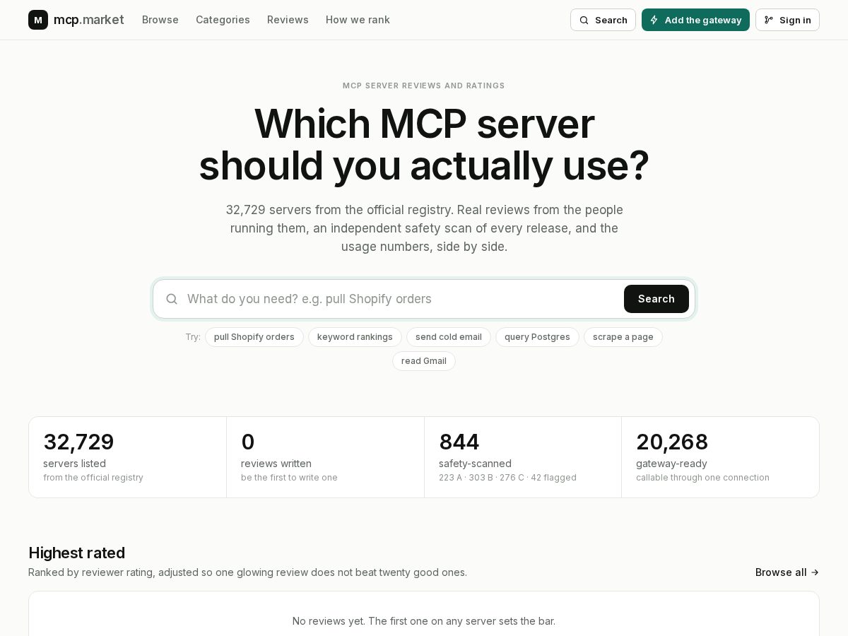 Landing-page snapshot of mcp.market