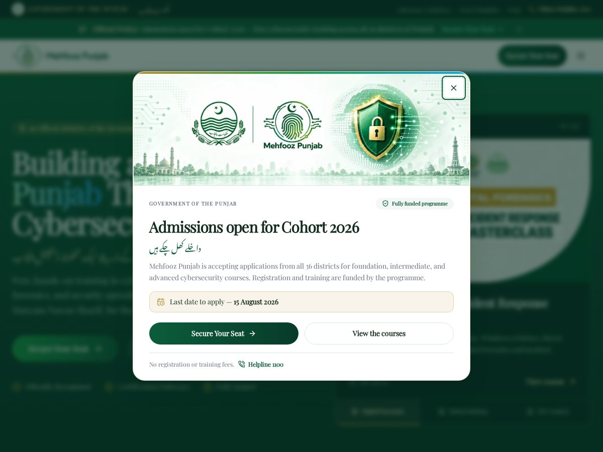 Landing-page snapshot of mehfoozpunjab.org