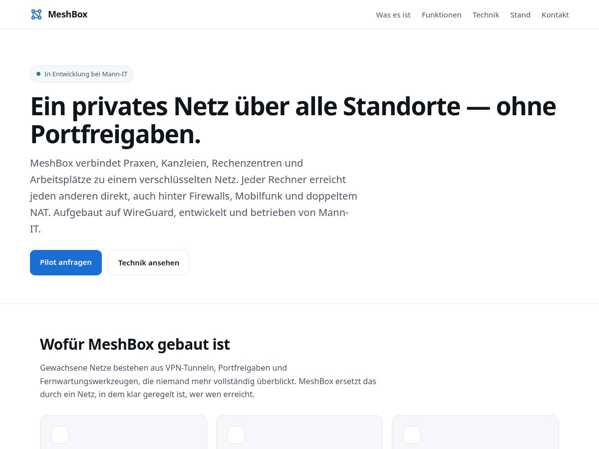 Landing-page snapshot of meshbox.pro