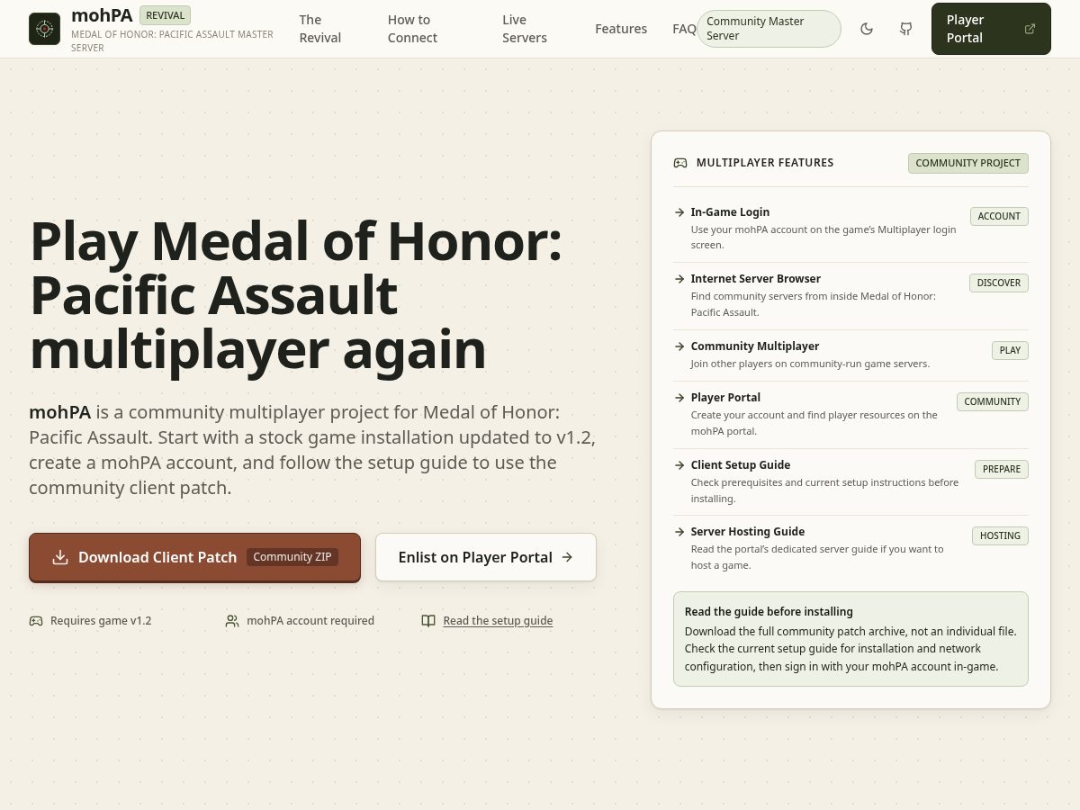 Landing-page snapshot of mohpa.net