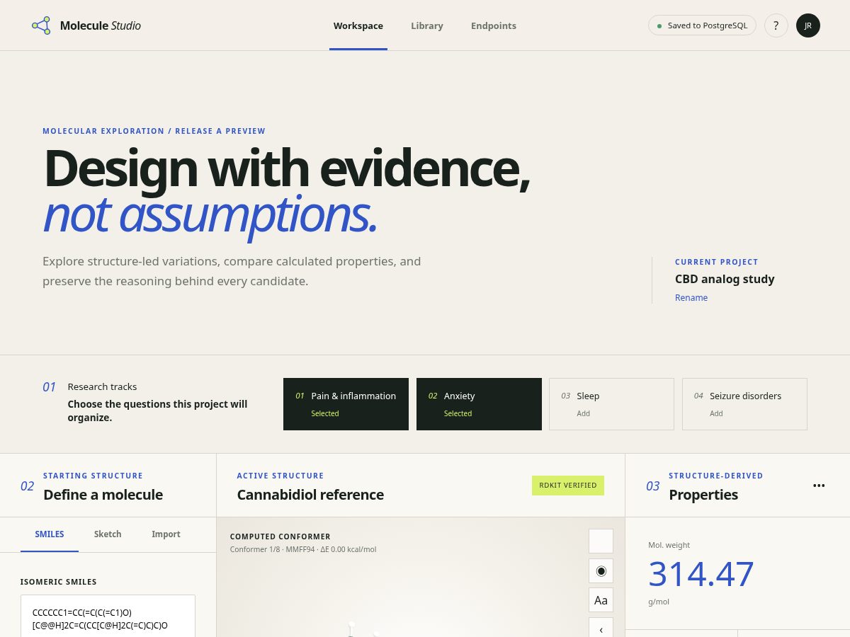 Landing-page snapshot of moleculemaker.click