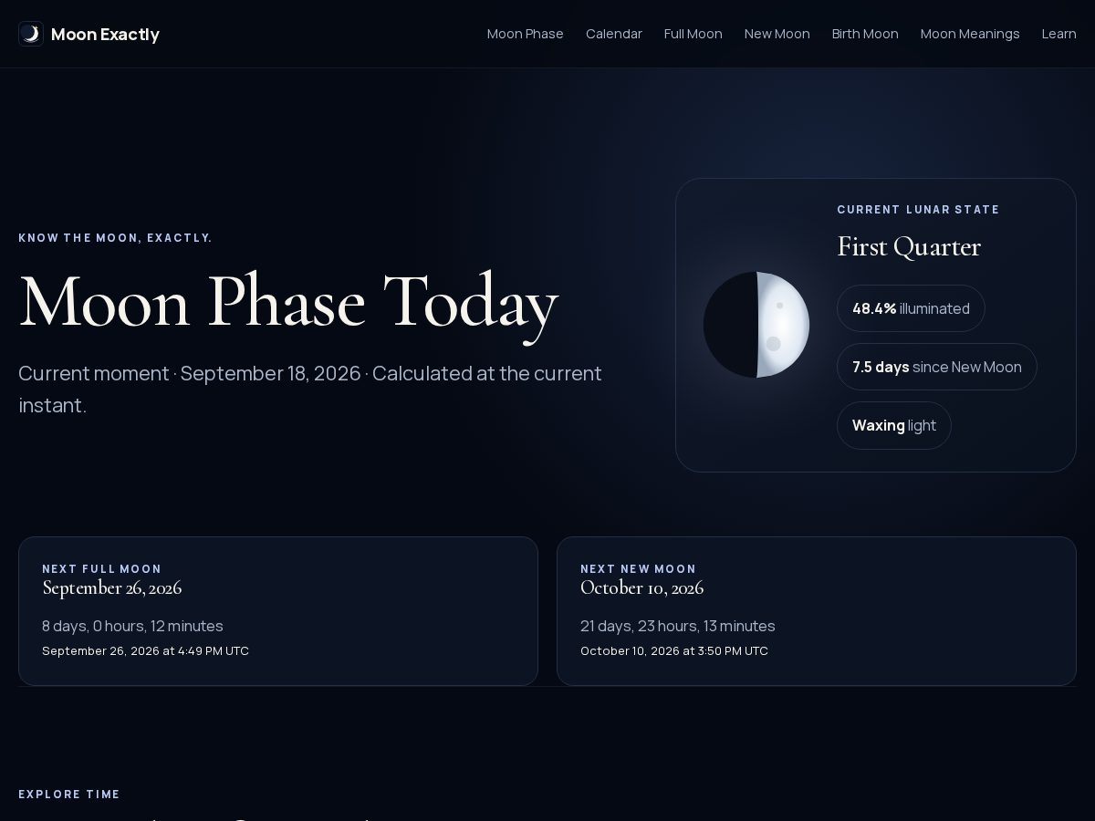 Landing-page snapshot of moonexactly.com