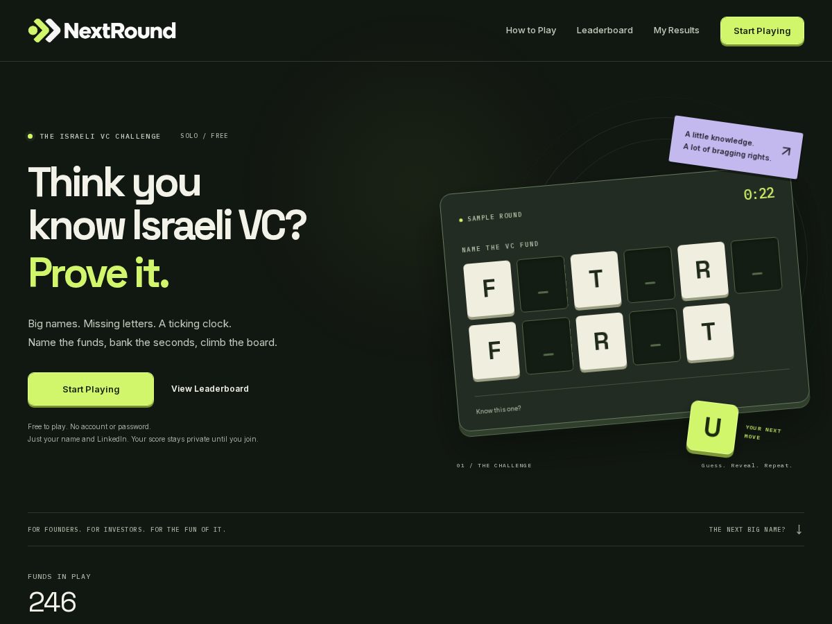Landing-page snapshot of nextround.fun