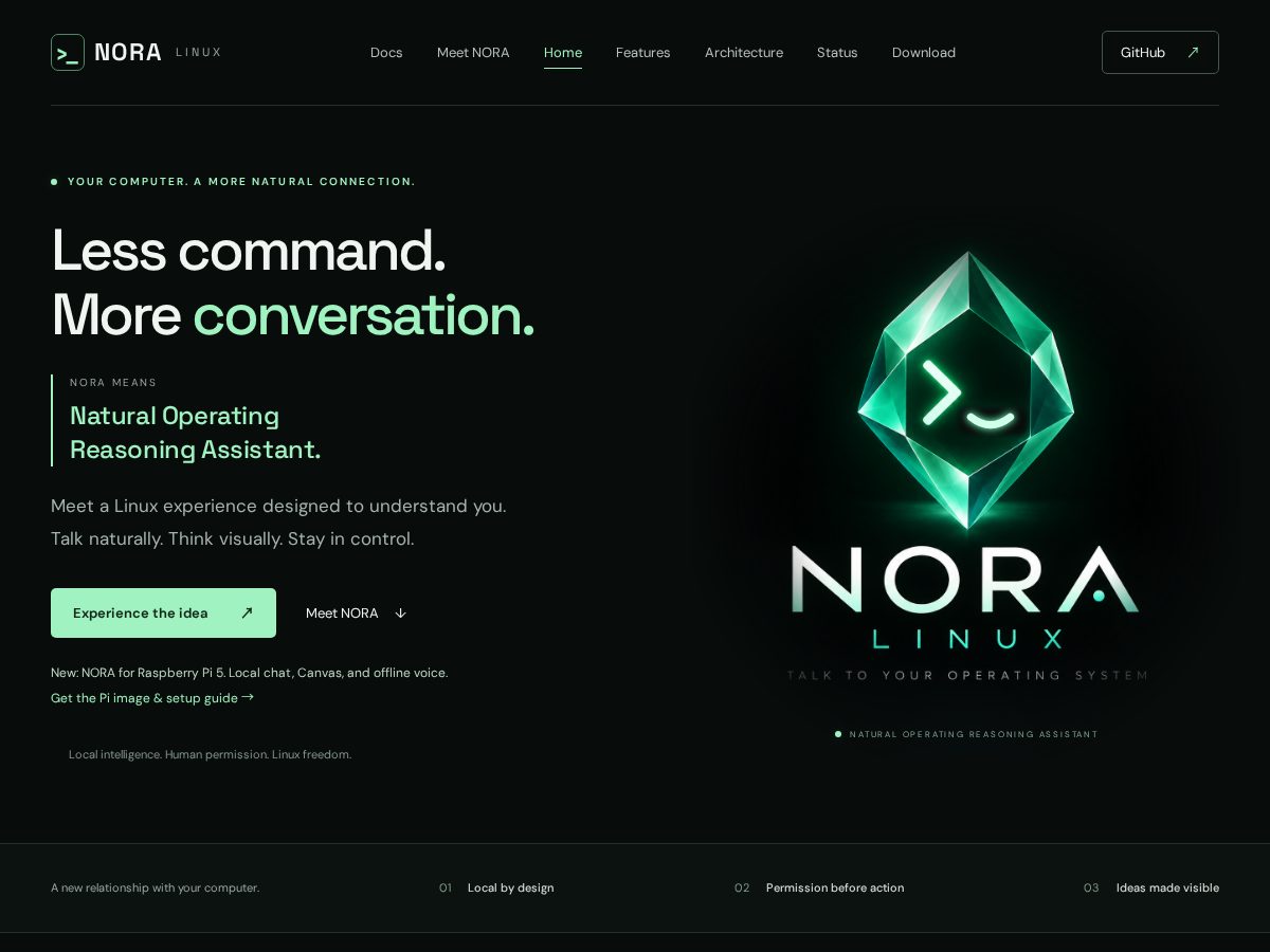 Landing-page snapshot of noralinux.com