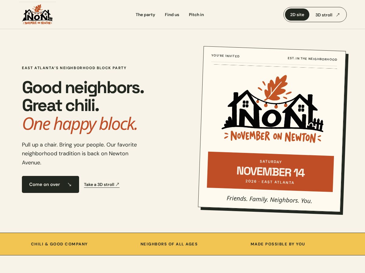 Landing-page snapshot of novemberonnewton.com