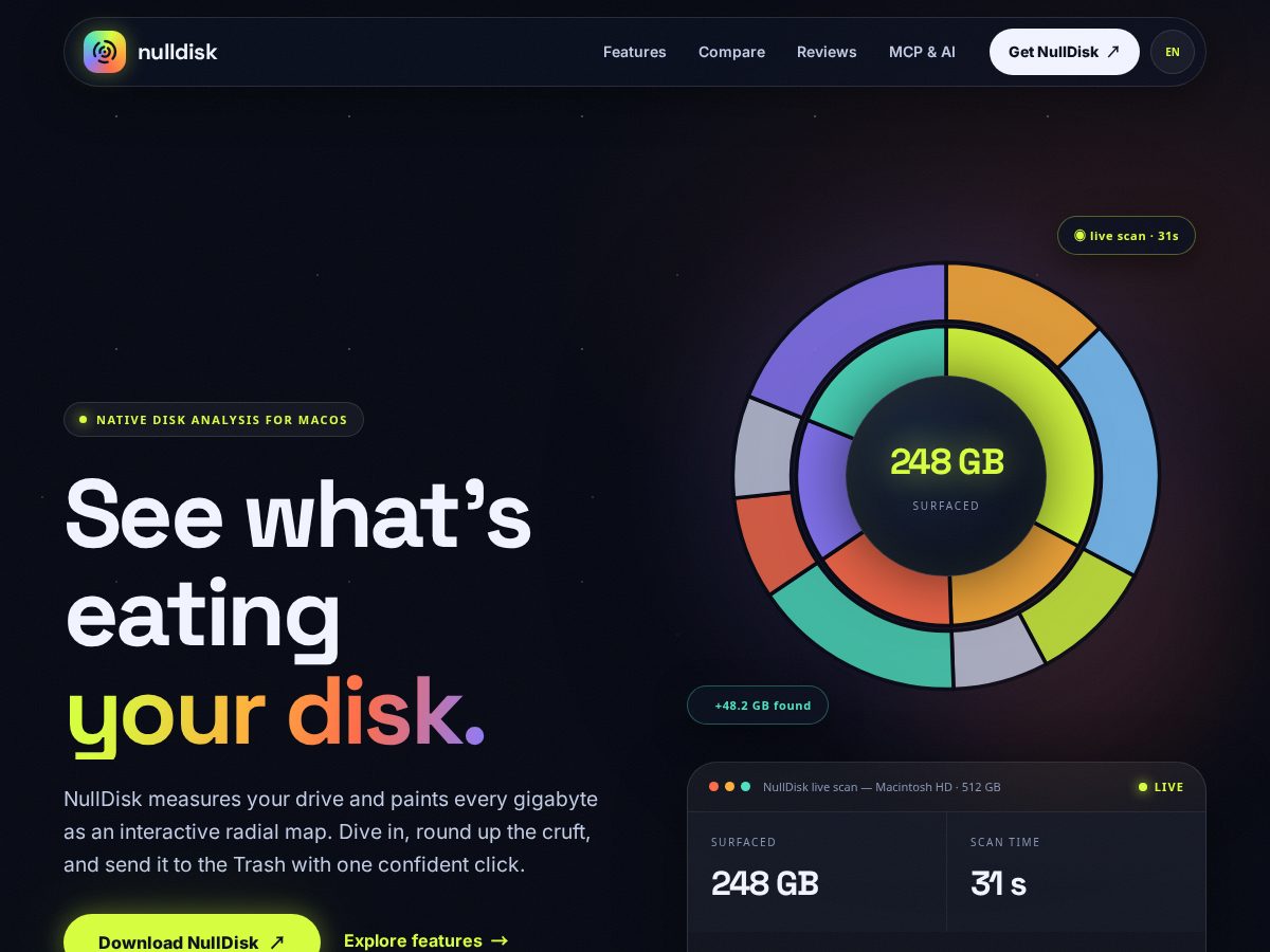 Landing-page snapshot of nulldisk.app
