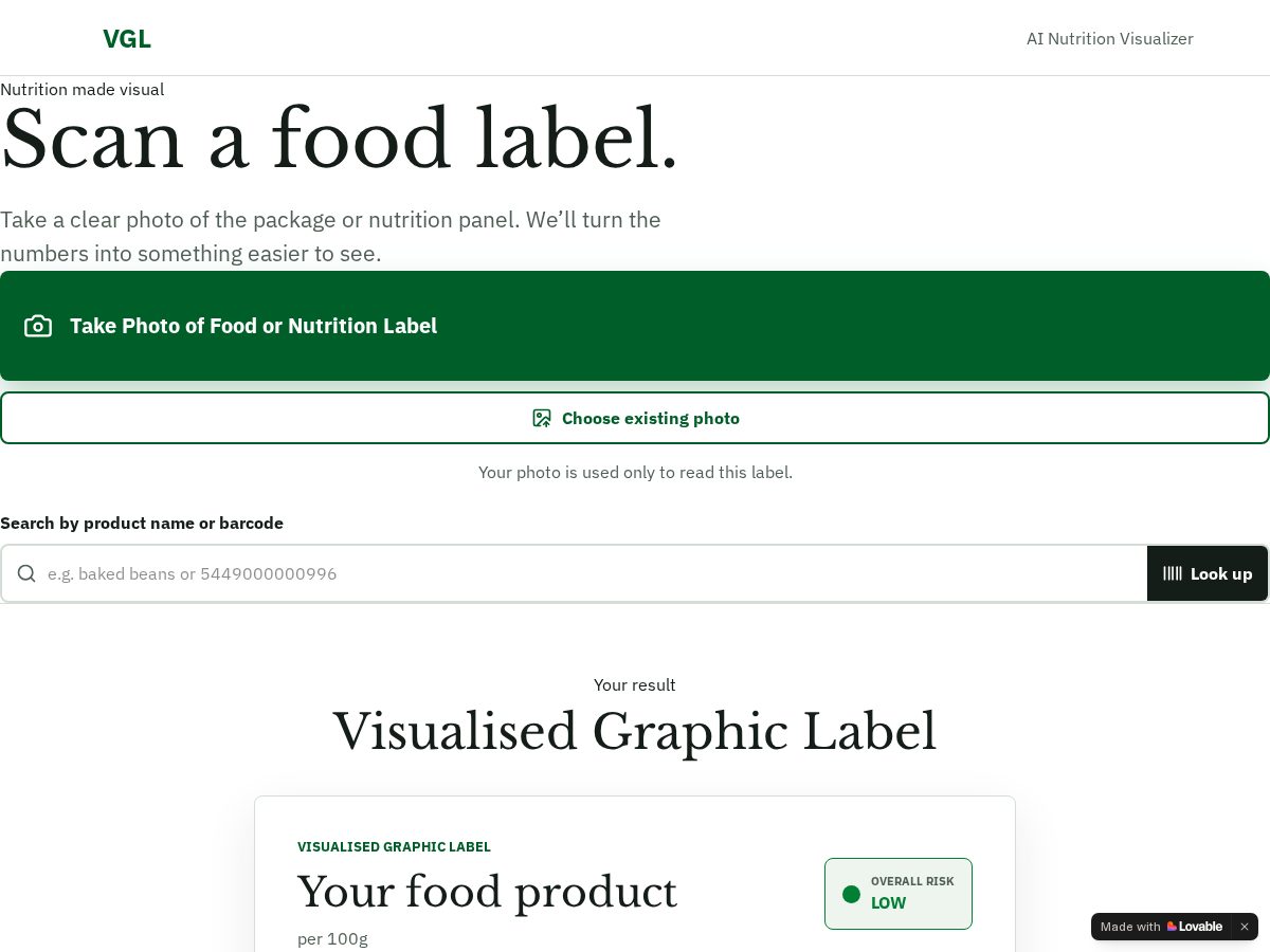 Landing-page snapshot of nutritionlabel.app