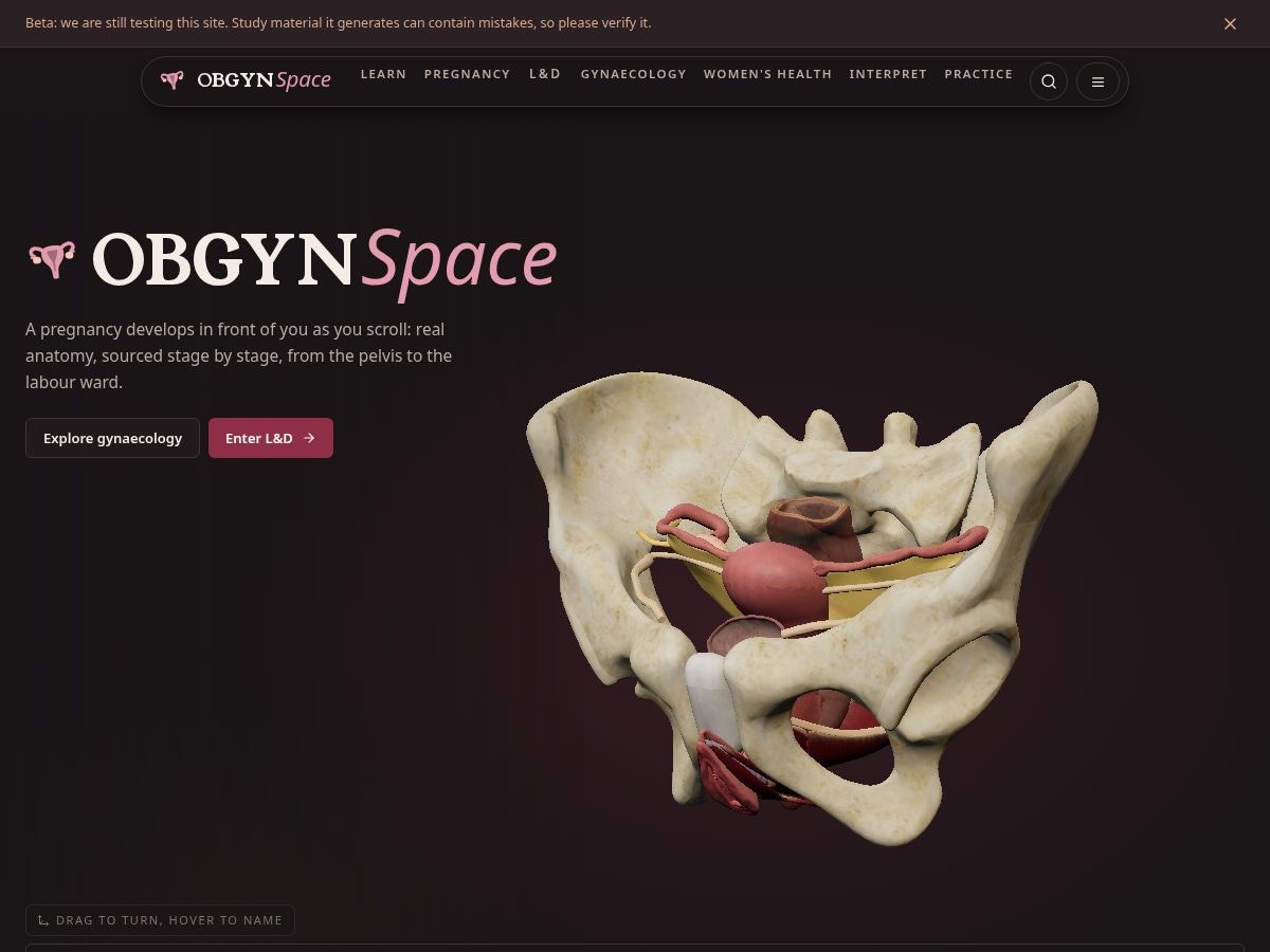 Landing-page snapshot of obgynspace.com