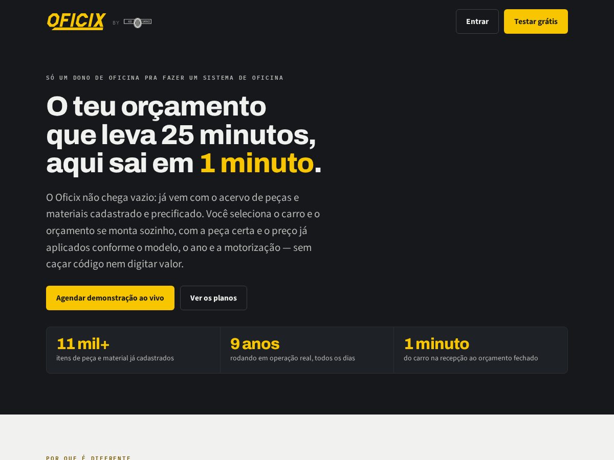 Landing-page snapshot of oficix.com
