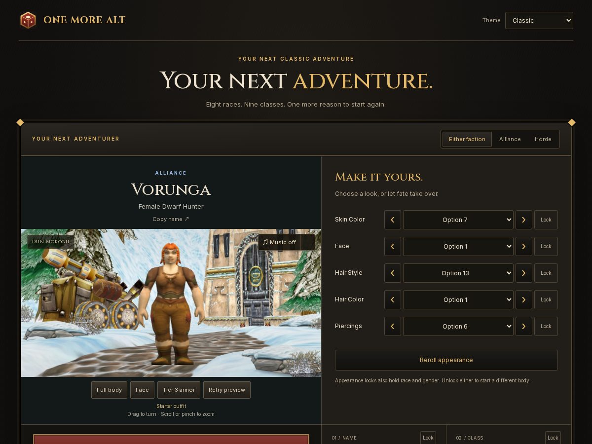 Landing-page snapshot of onemorealt.com