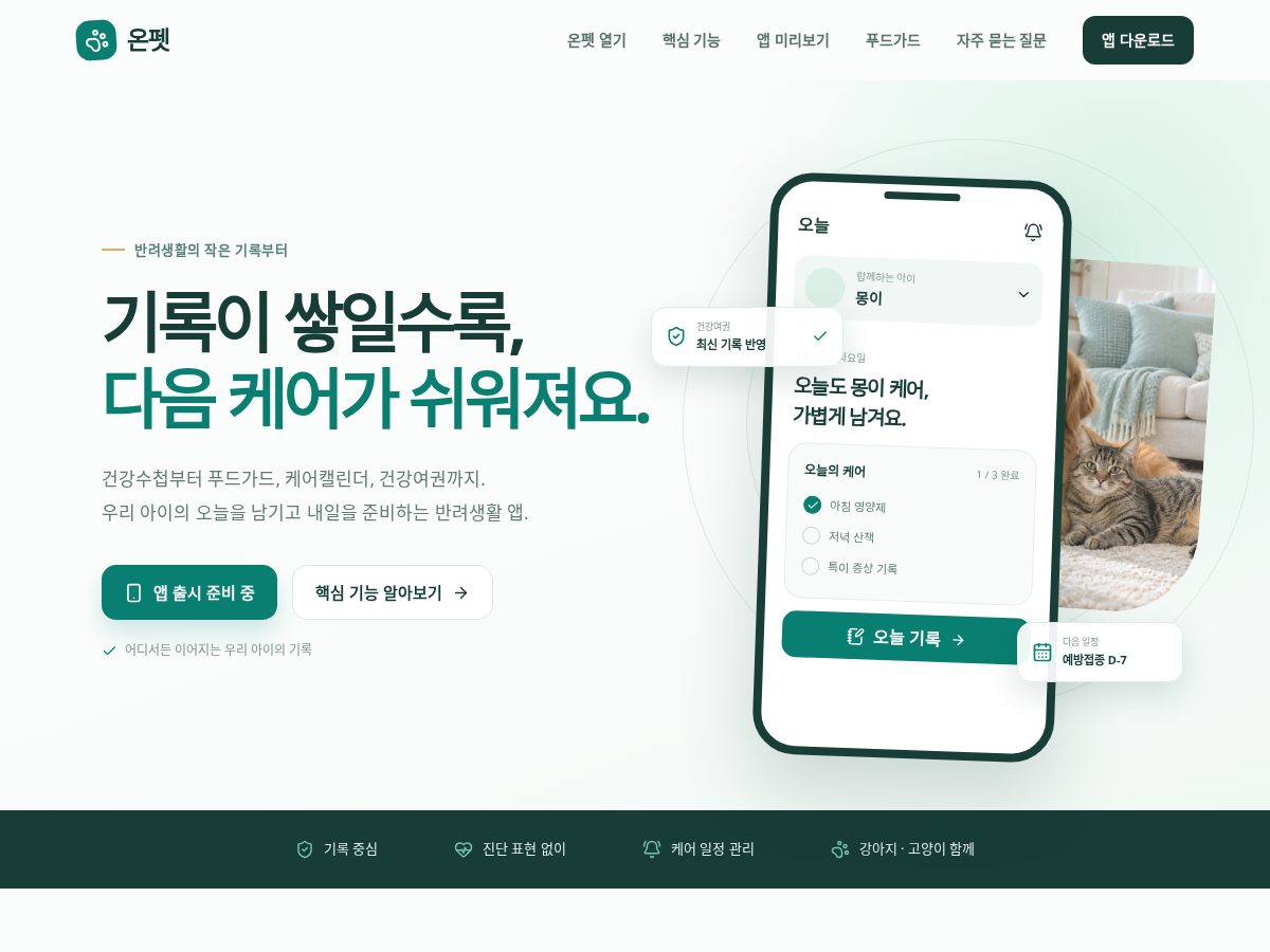 Landing-page snapshot of onpetcare.com