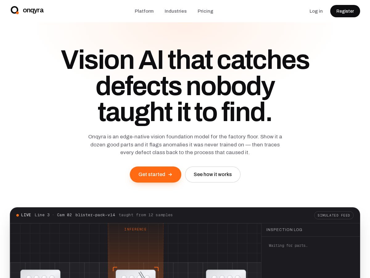 Landing-page snapshot of onqyra.com