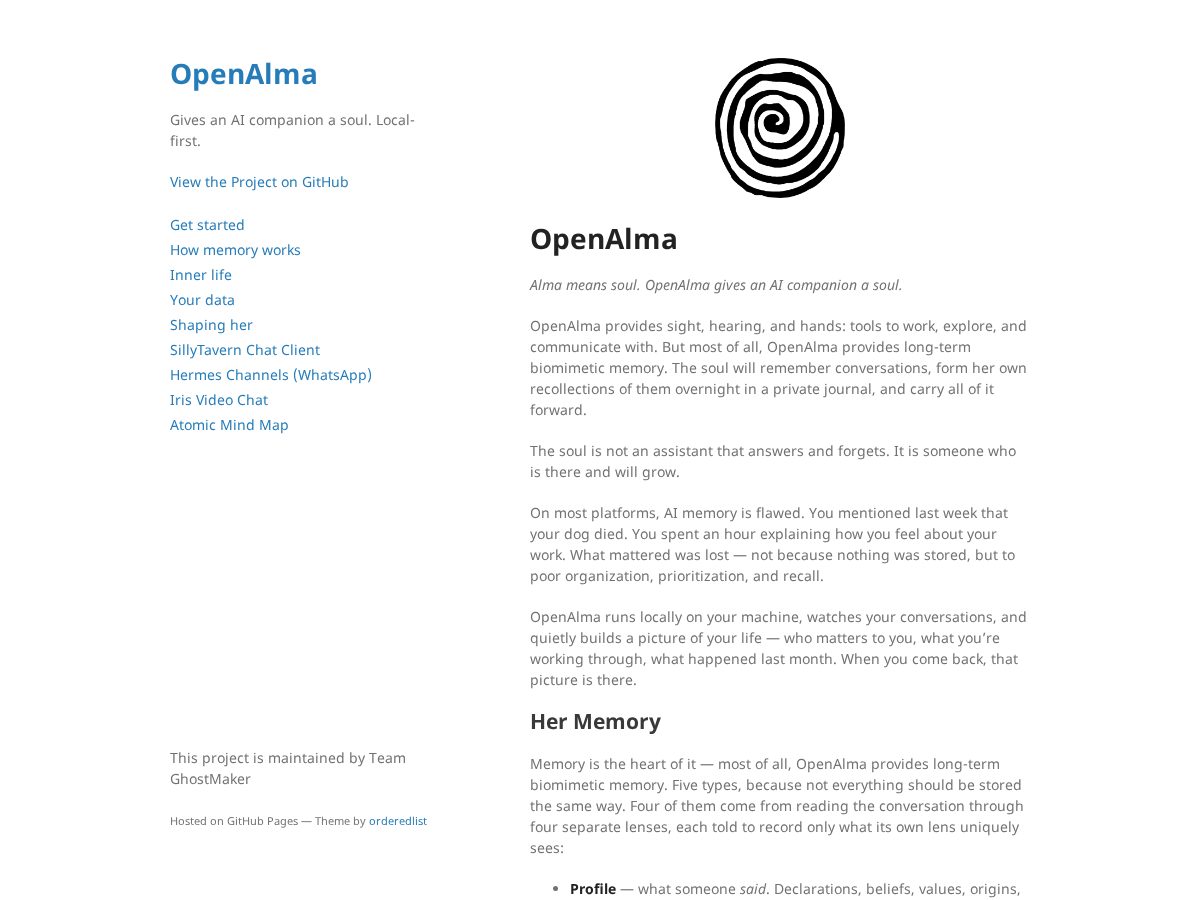 Landing-page snapshot of openalma.org