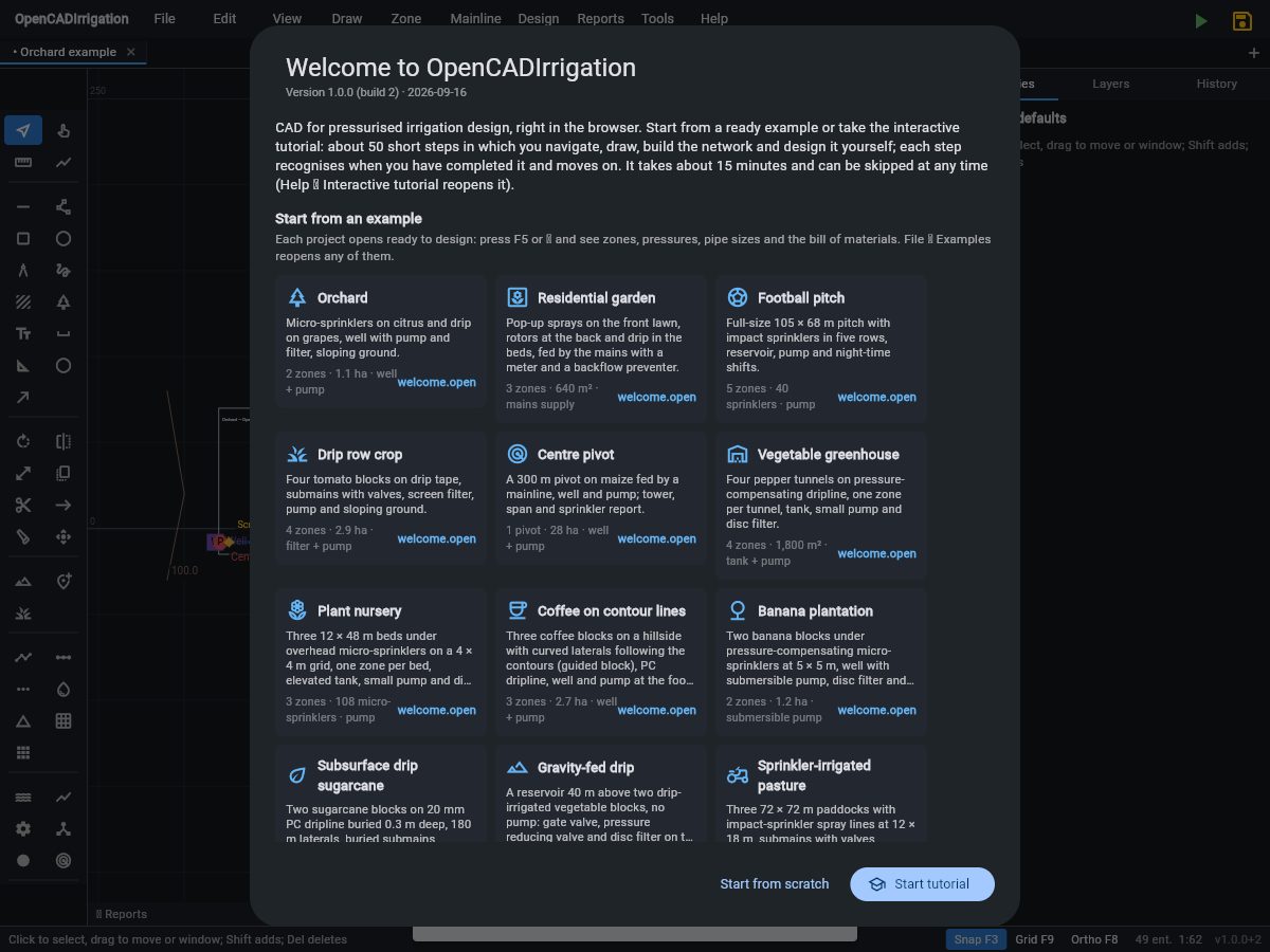 Landing-page snapshot of opencadirrigation.com