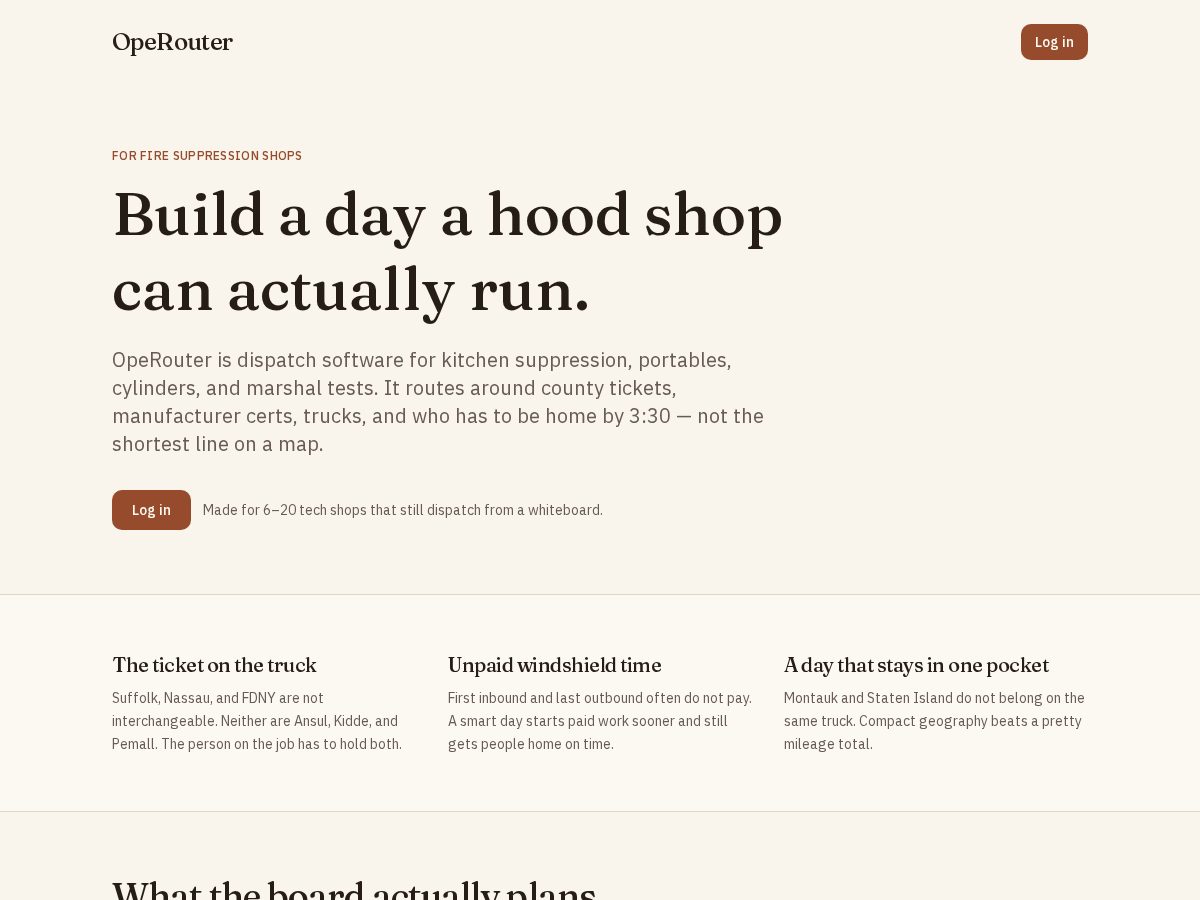 Landing-page snapshot of operouter.com