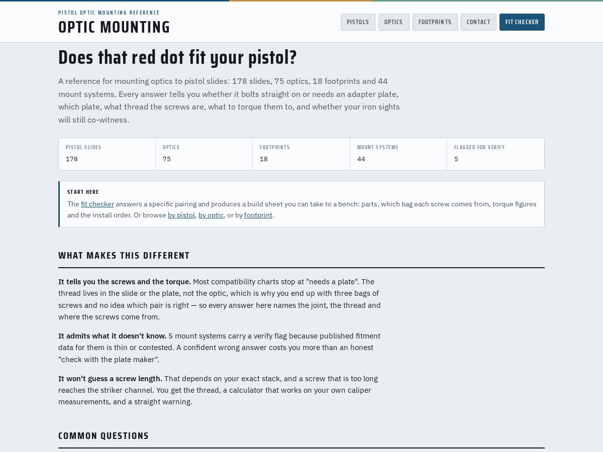 Landing-page snapshot of opticmounting.com