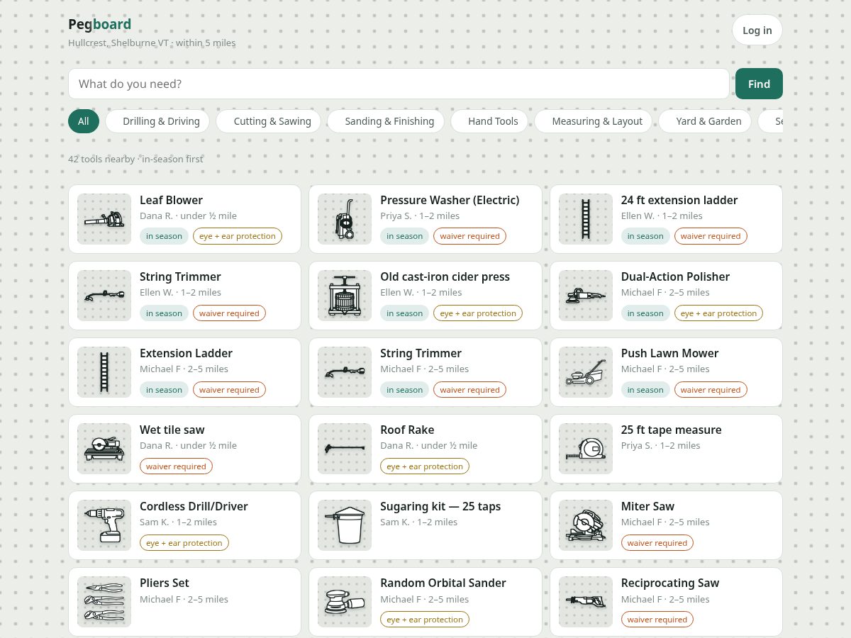 Landing-page snapshot of ourpegboard.com