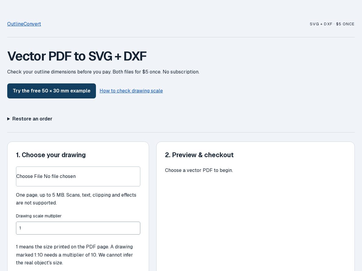 Landing-page snapshot of outlineconvert.com
