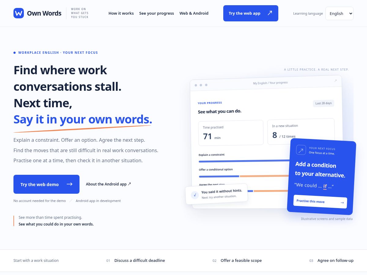 Landing-page snapshot of ownwords.space