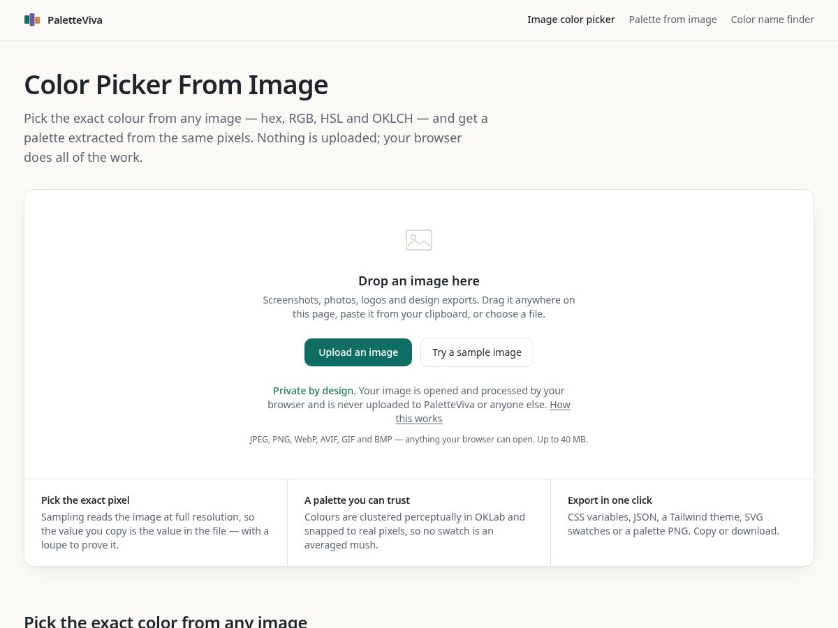 Landing-page snapshot of paletteviva.com