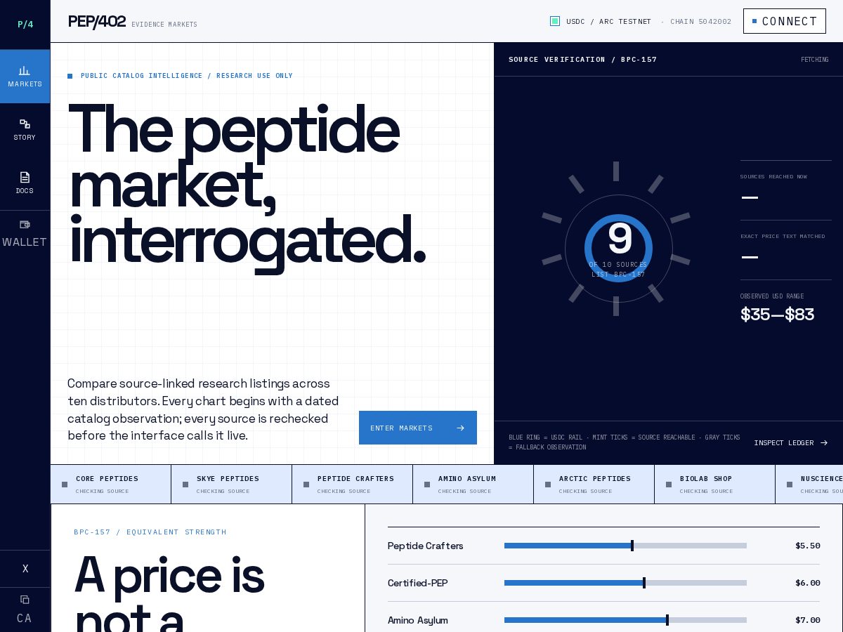 Landing-page snapshot of peptidex.space