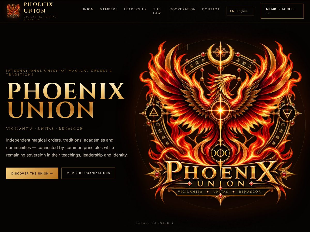 Landing-page snapshot of phoenixunion.world