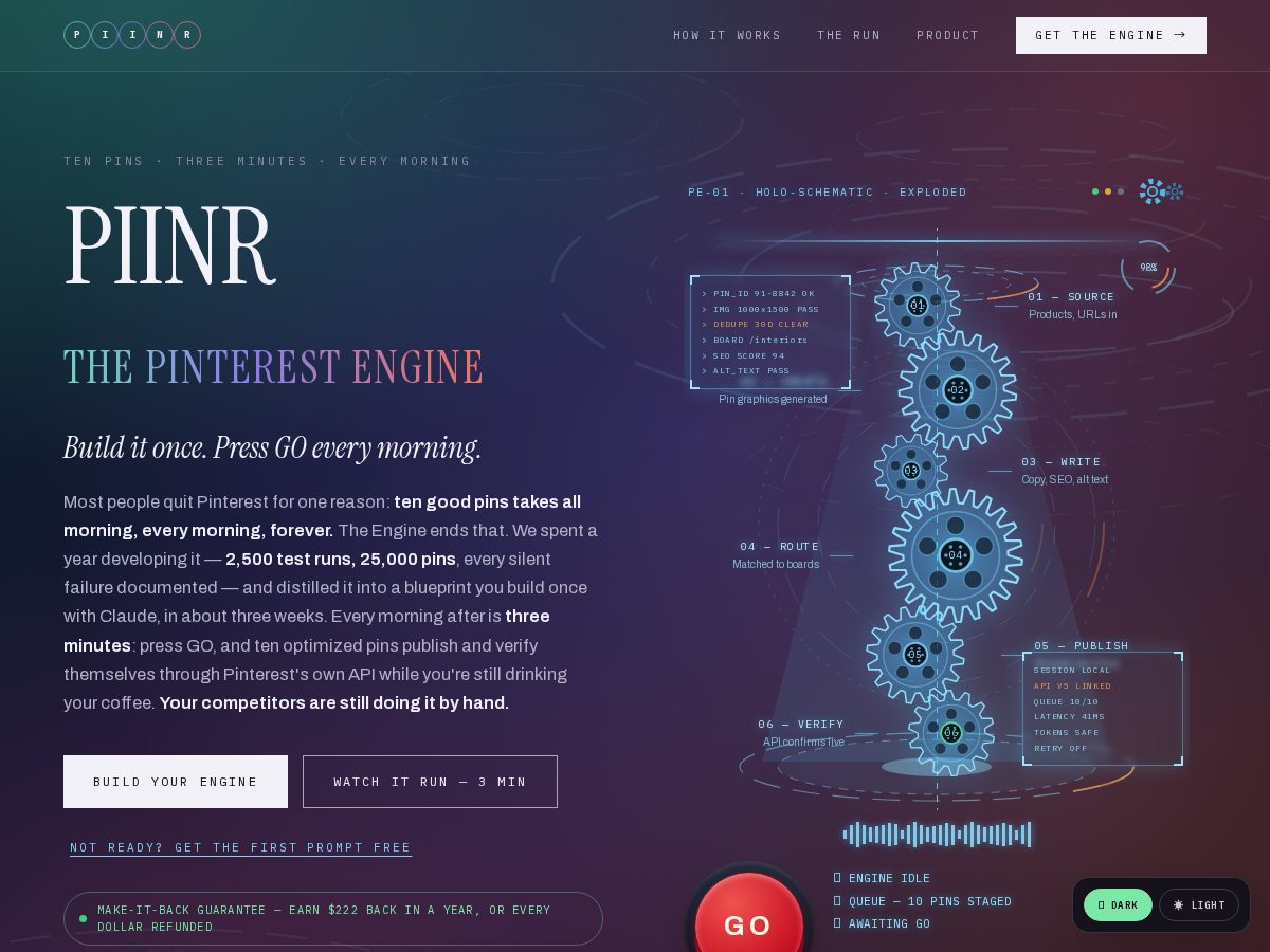 Landing-page snapshot of piinr.com