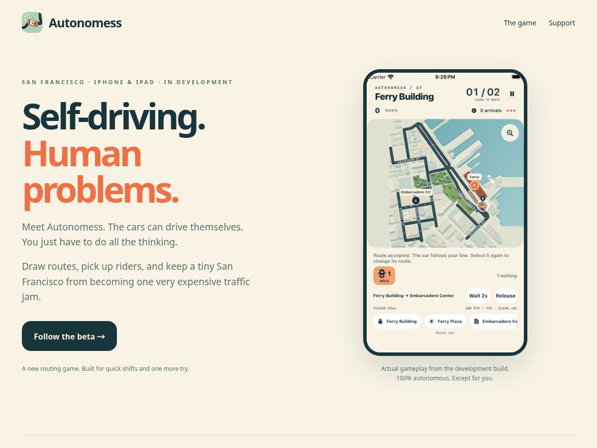 Landing-page snapshot of playautonomess.com