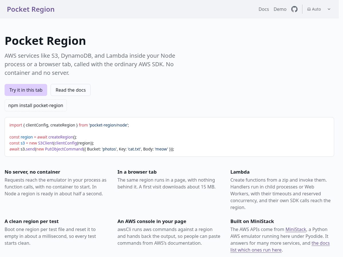 Landing-page snapshot of pocket-region.com