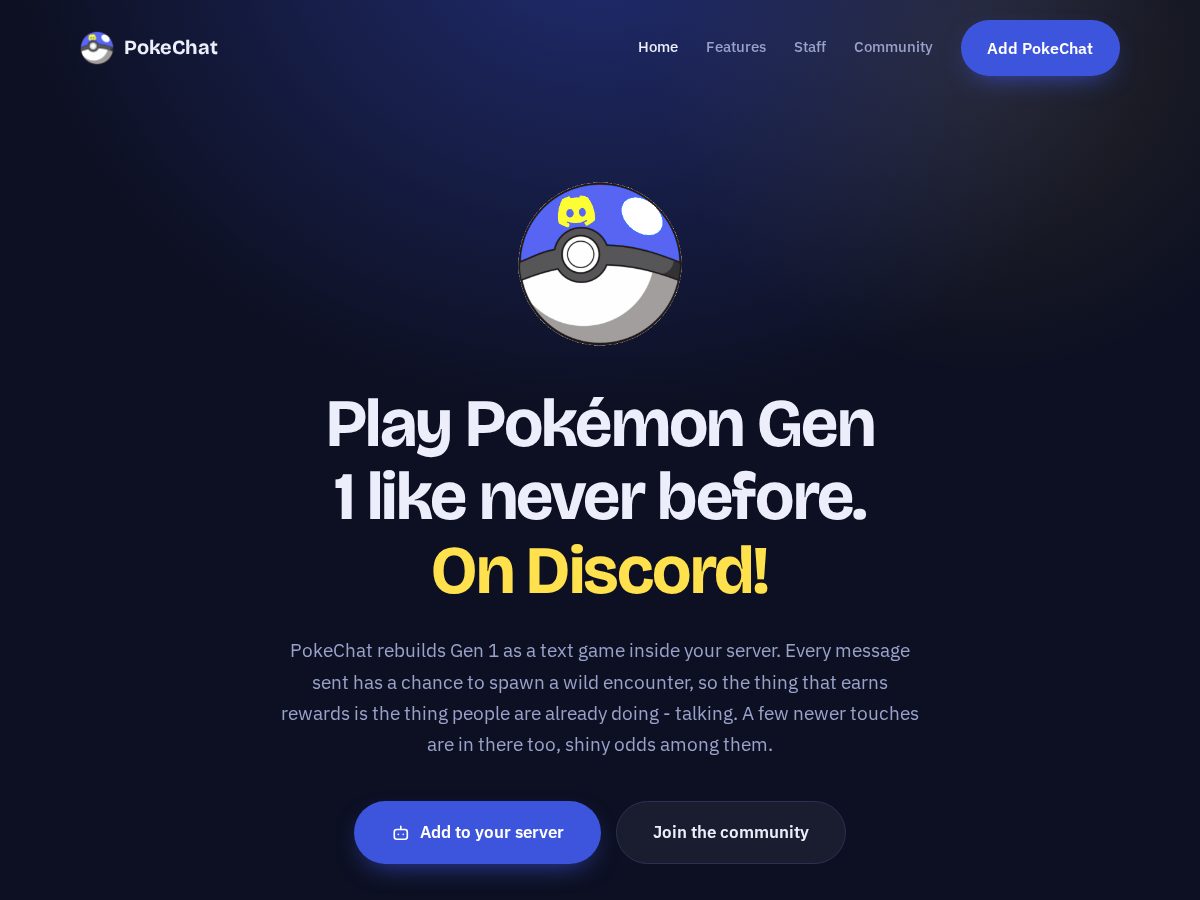 Landing-page snapshot of pokechat.net