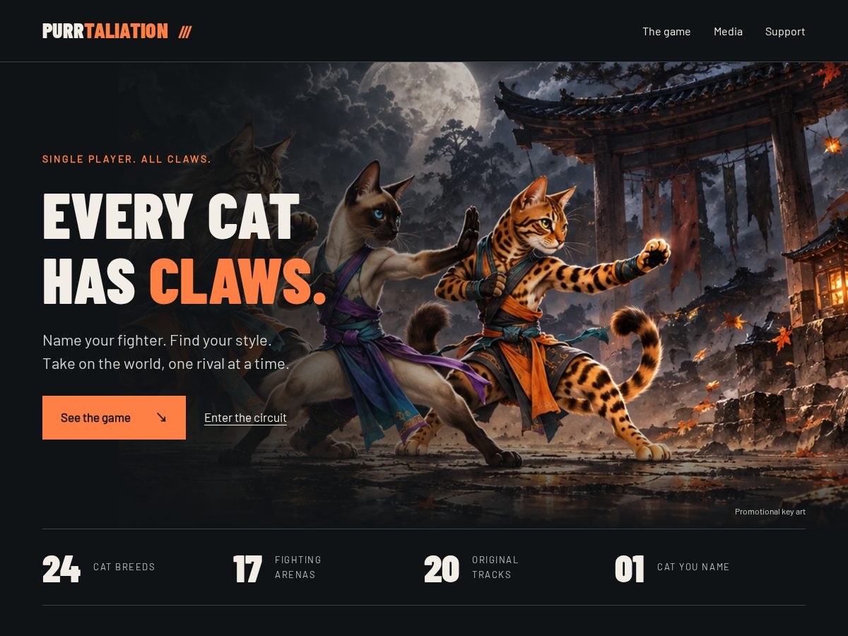 Landing-page snapshot of purrtaliation.com
