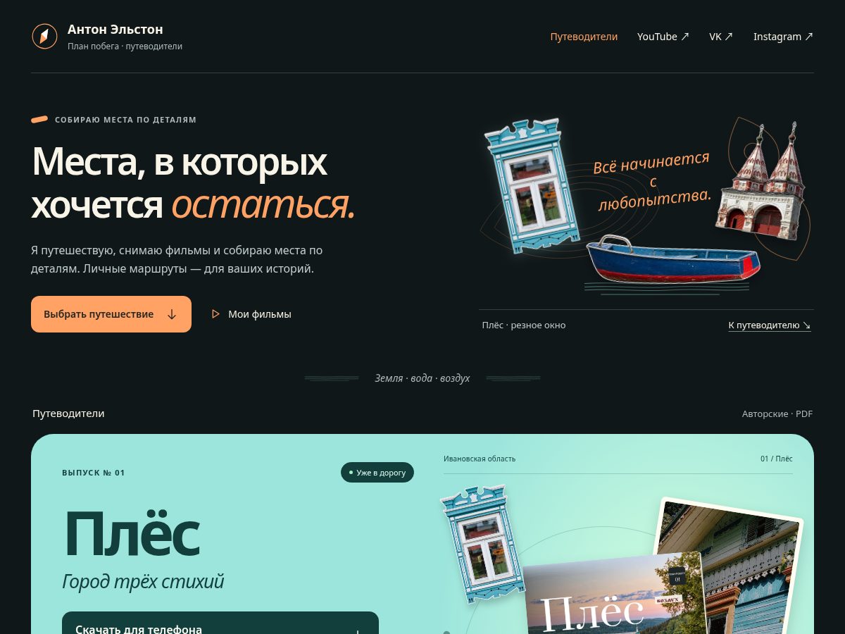 Landing-page snapshot of putevoditeli.site