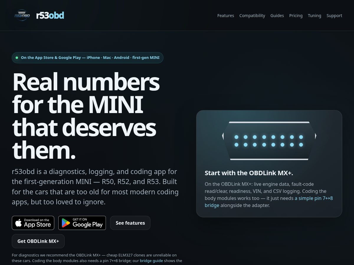 Landing-page snapshot of r53odb.com