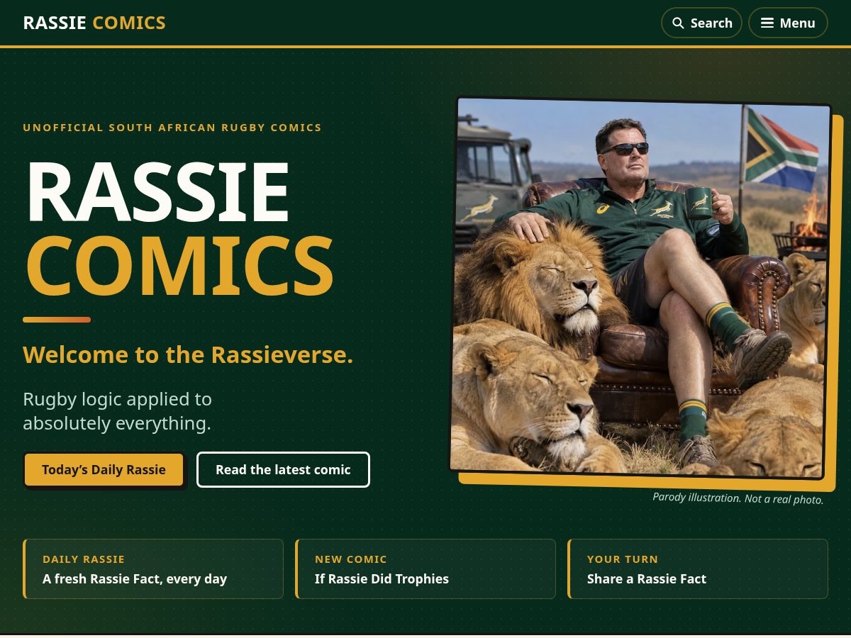 Landing-page snapshot of rassieverse.com
