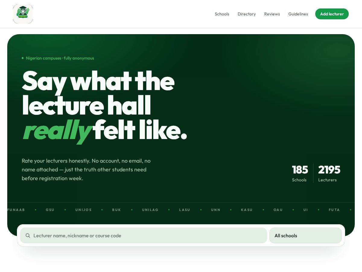Landing-page snapshot of ratemyprof.app