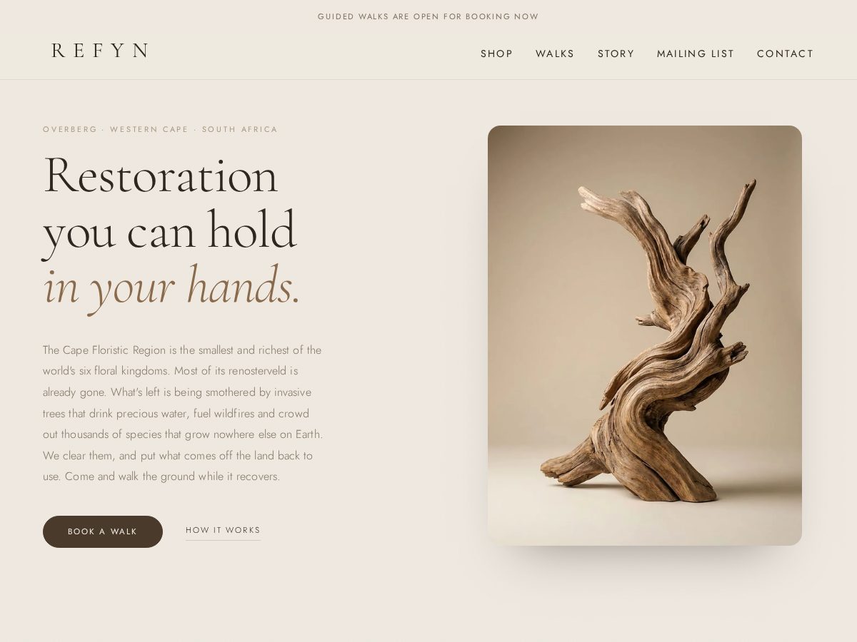 Landing-page snapshot of refyn.earth