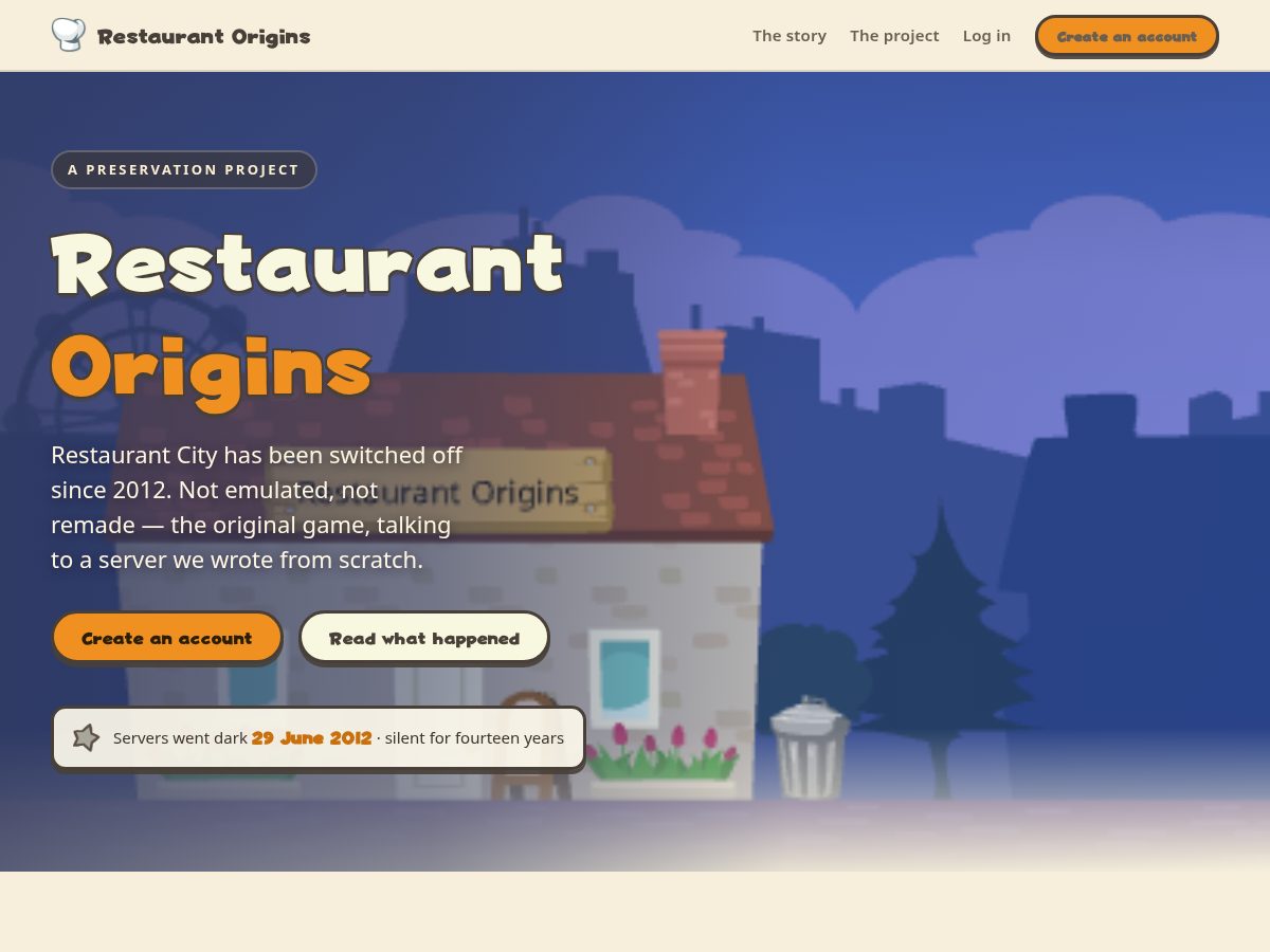 Landing-page snapshot of restaurantorigins.com