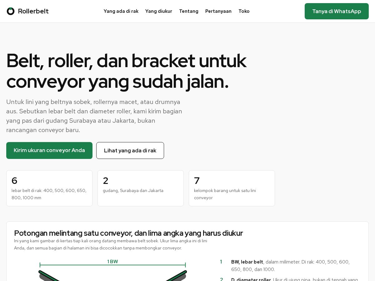 Landing-page snapshot of rollerbelt.com