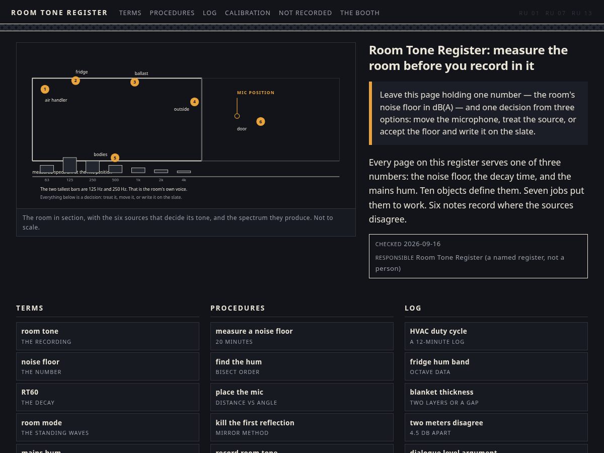 Landing-page snapshot of roomtone.top