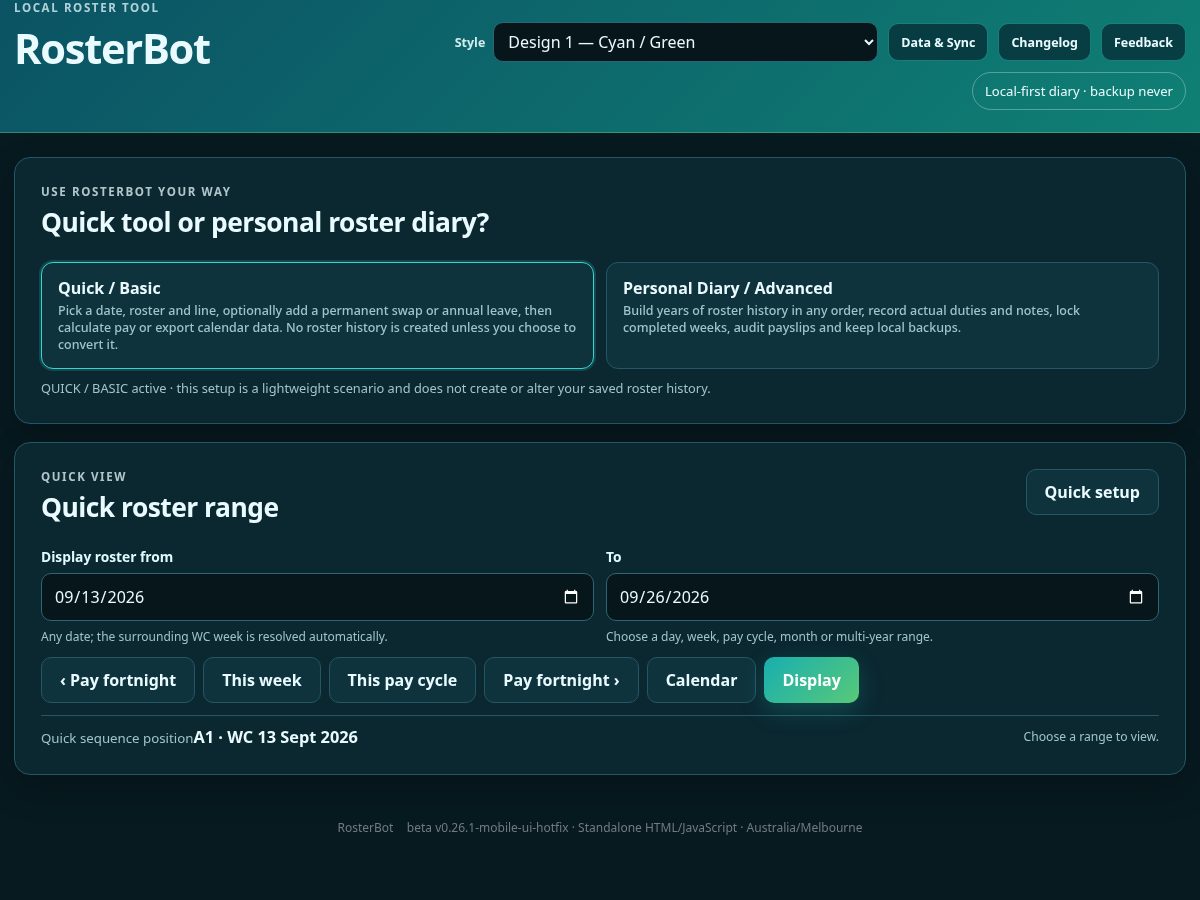 Landing-page snapshot of rosterbot.work