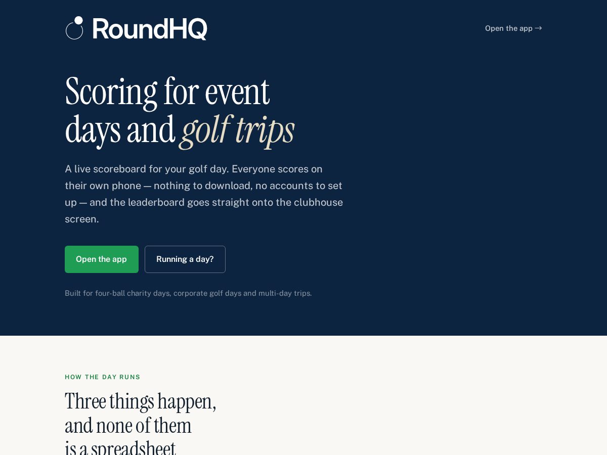 Landing-page snapshot of roundhq.online