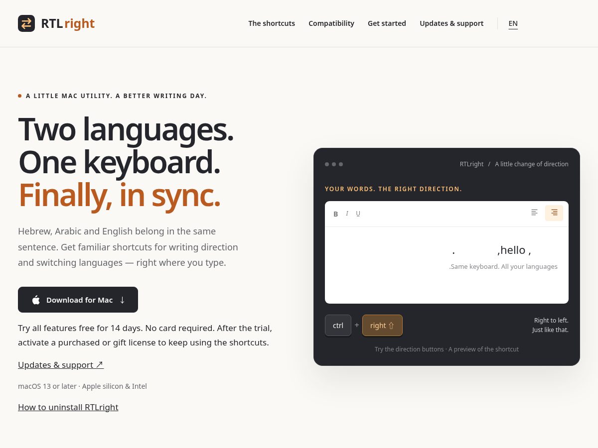 Landing-page snapshot of rtlright.com