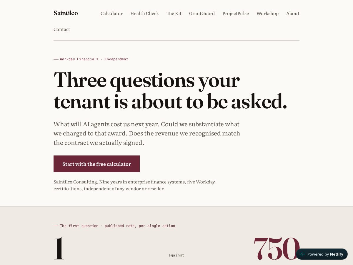 Landing-page snapshot of saintilco.com