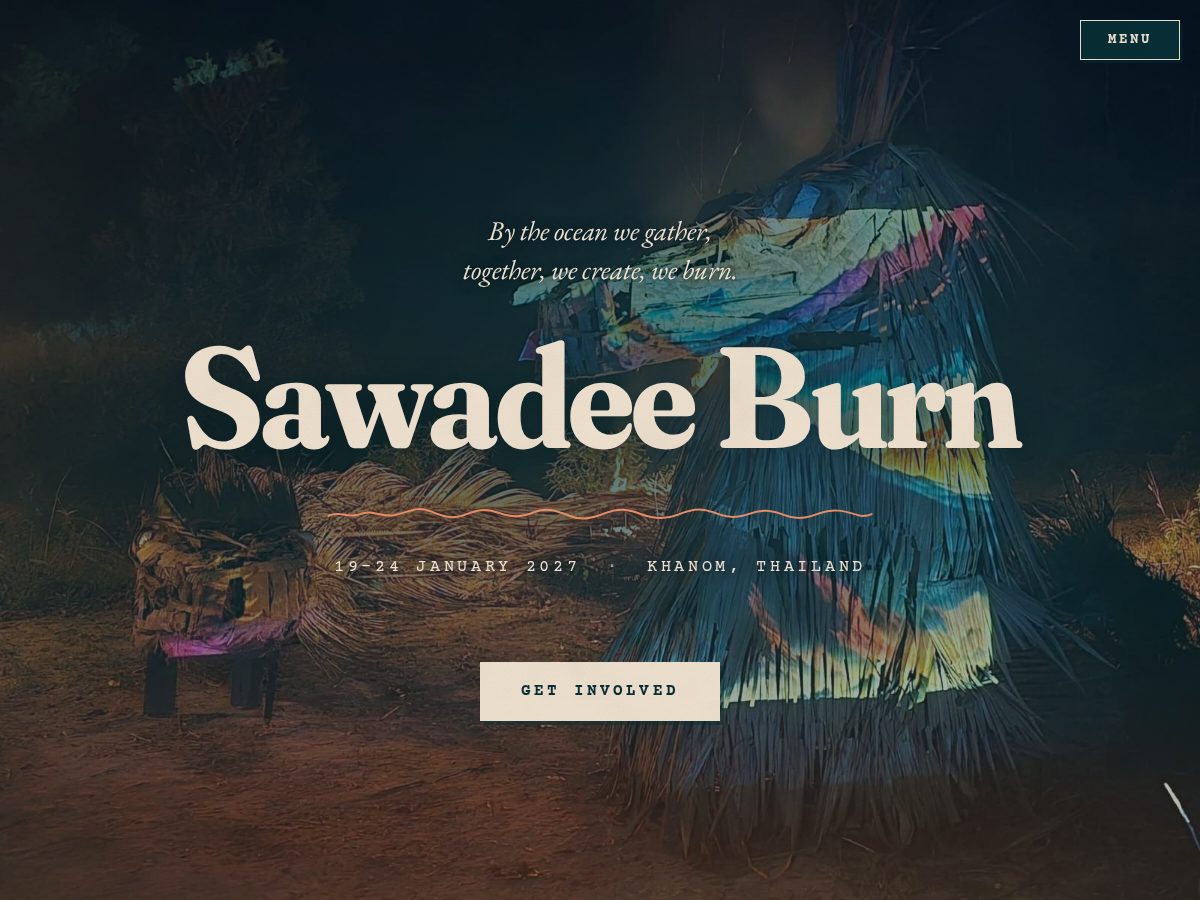 Landing-page snapshot of sawadeeburn.com