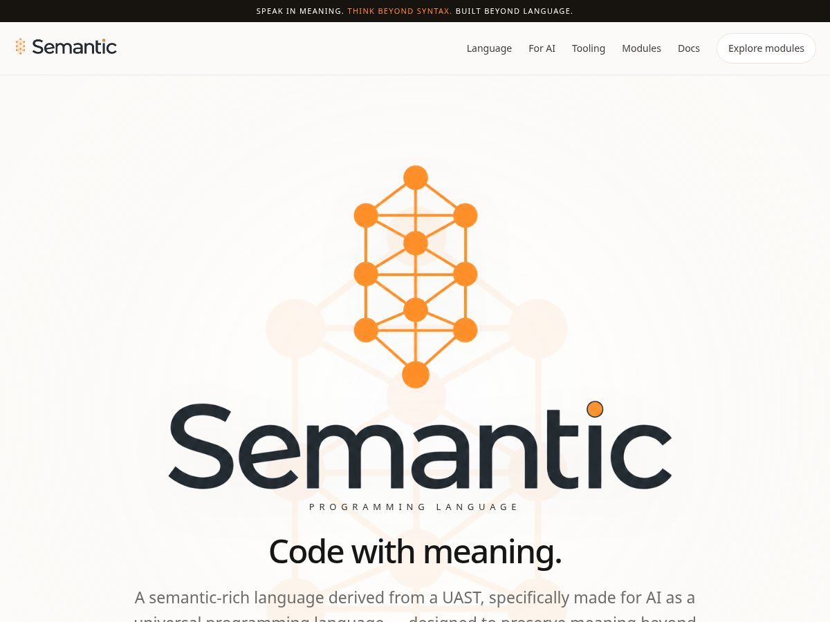 Landing-page snapshot of semantic-programming-language.com
