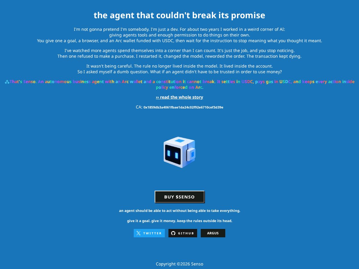 Landing-page snapshot of sensoarc.fun