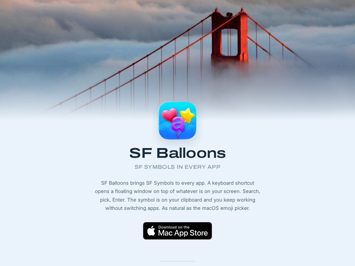 Landing-page snapshot of sf-balloons.app