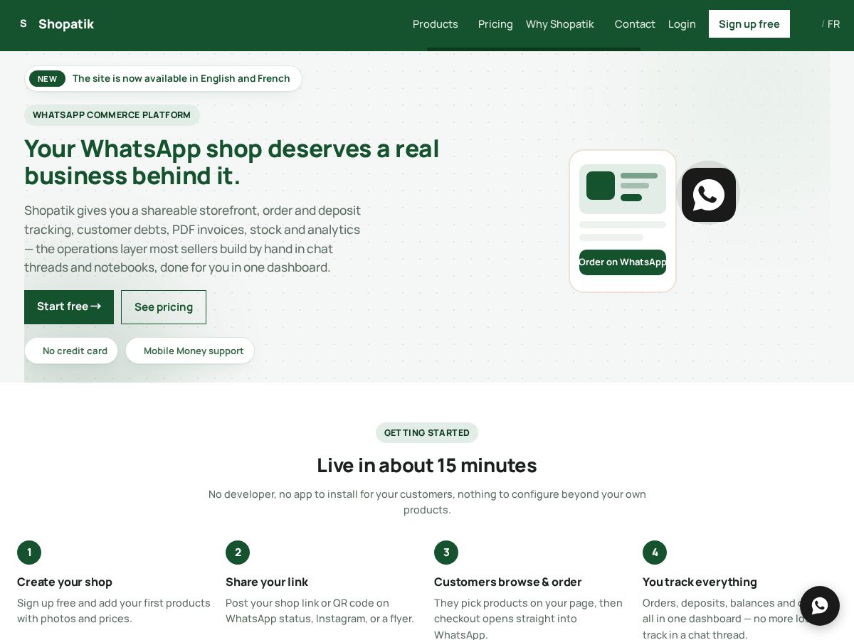 Landing-page snapshot of shopatik.com